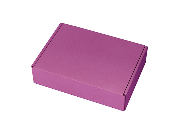 Картонная коробка с откидывающейся крышкой, из дизайнерского цветного мелованного микрогофрокартона, непрозрачная, 200х180х80 мм