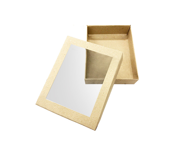 Упаковка из картона крышка-дно из бурого (крафт) картона, с прозрачным окном на крышке, 450х310х50 мм