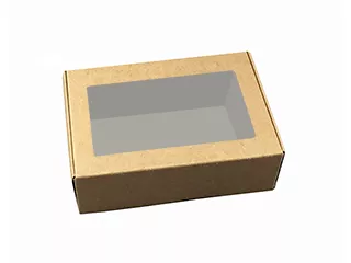Коробка для зефира 250х150х70мм, крафт, с прозрачным окном